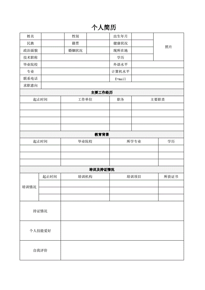 手机电子版简历模板下载个人简历word模板免费
