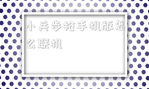 小兵步枪手机版怎么联机steam小兵步枪怎么联机